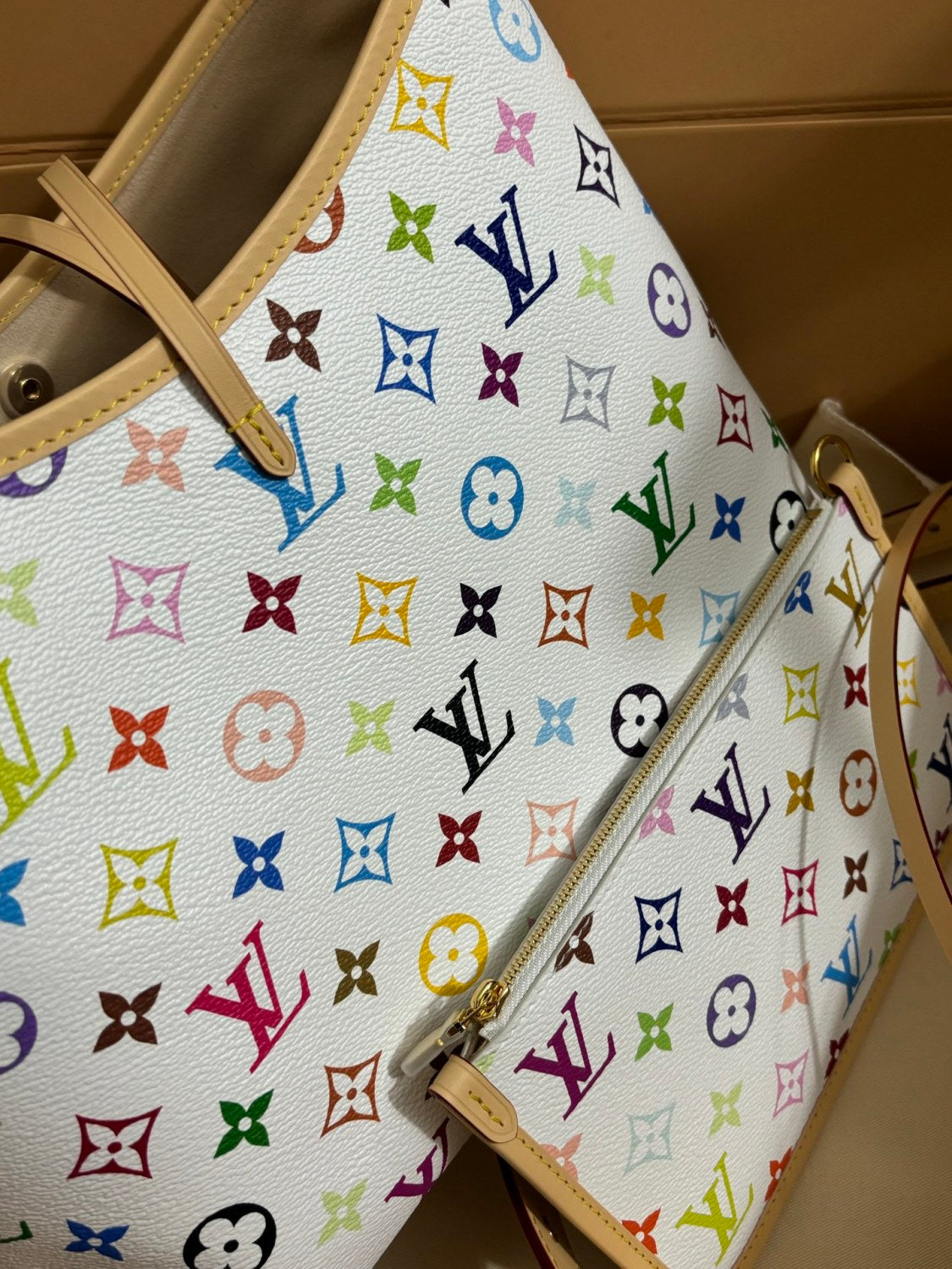 Louis Vuitton LV x TM CARRYALL Women's Detachable Adjustable Shoulder Strap Colorful Logo Printed Coated Canvas Tote Shoulder Bag Bags #75465