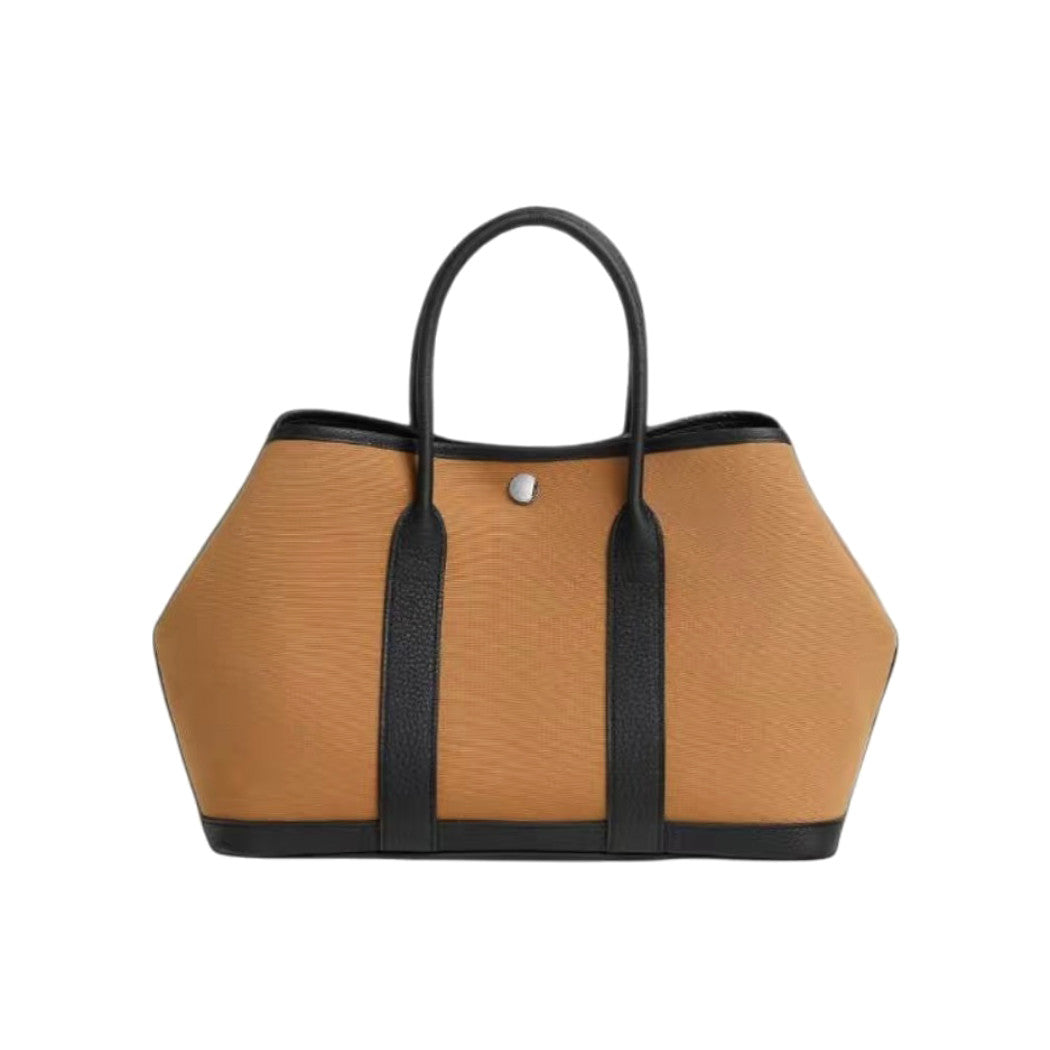 Hermes Garden Party 30 Women's Silver Buckle Colour Blocking Canvas and Calfskin Tote Bag Bags #76891