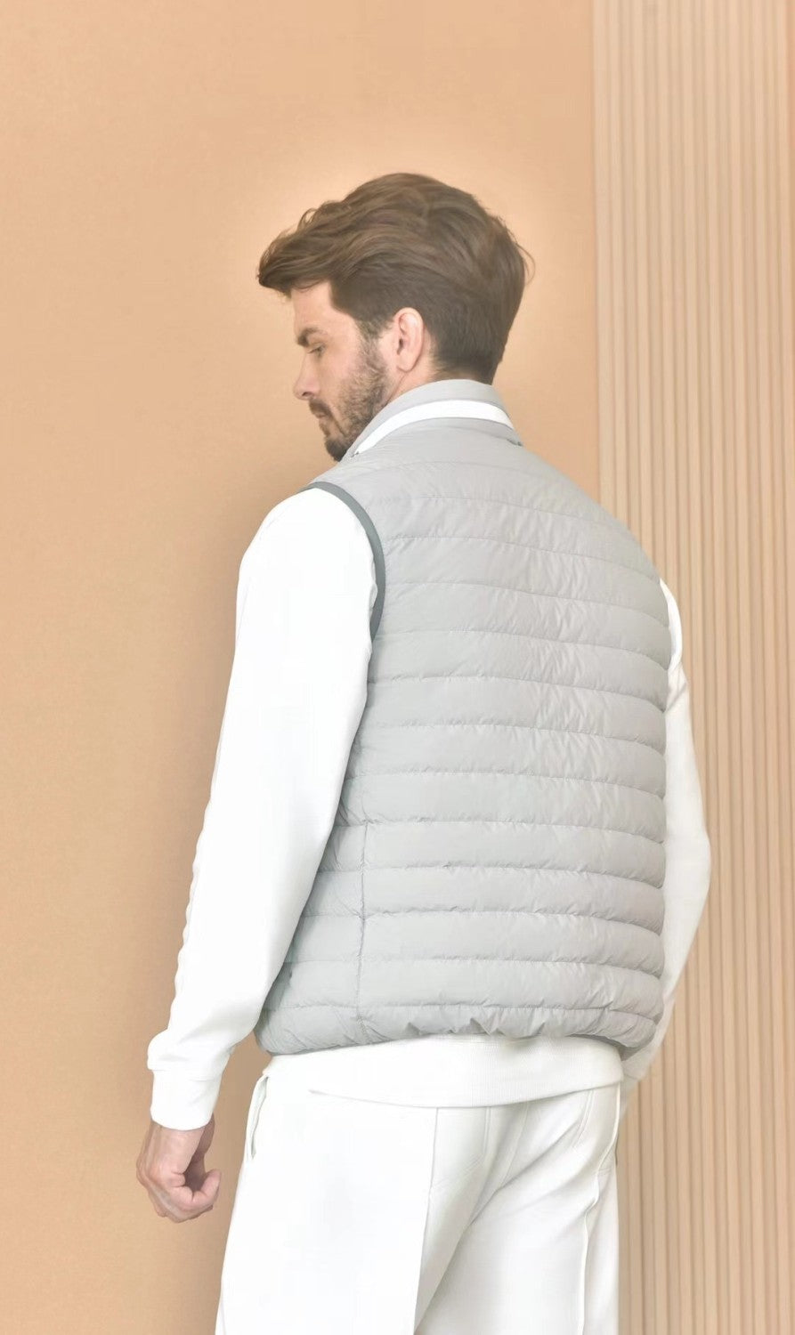 Brunello Cucinelli Men's Logo Embroidered High Neck Zipper Solid Color Fitted Straight Sleeveless Down Vest Ngvp #9665