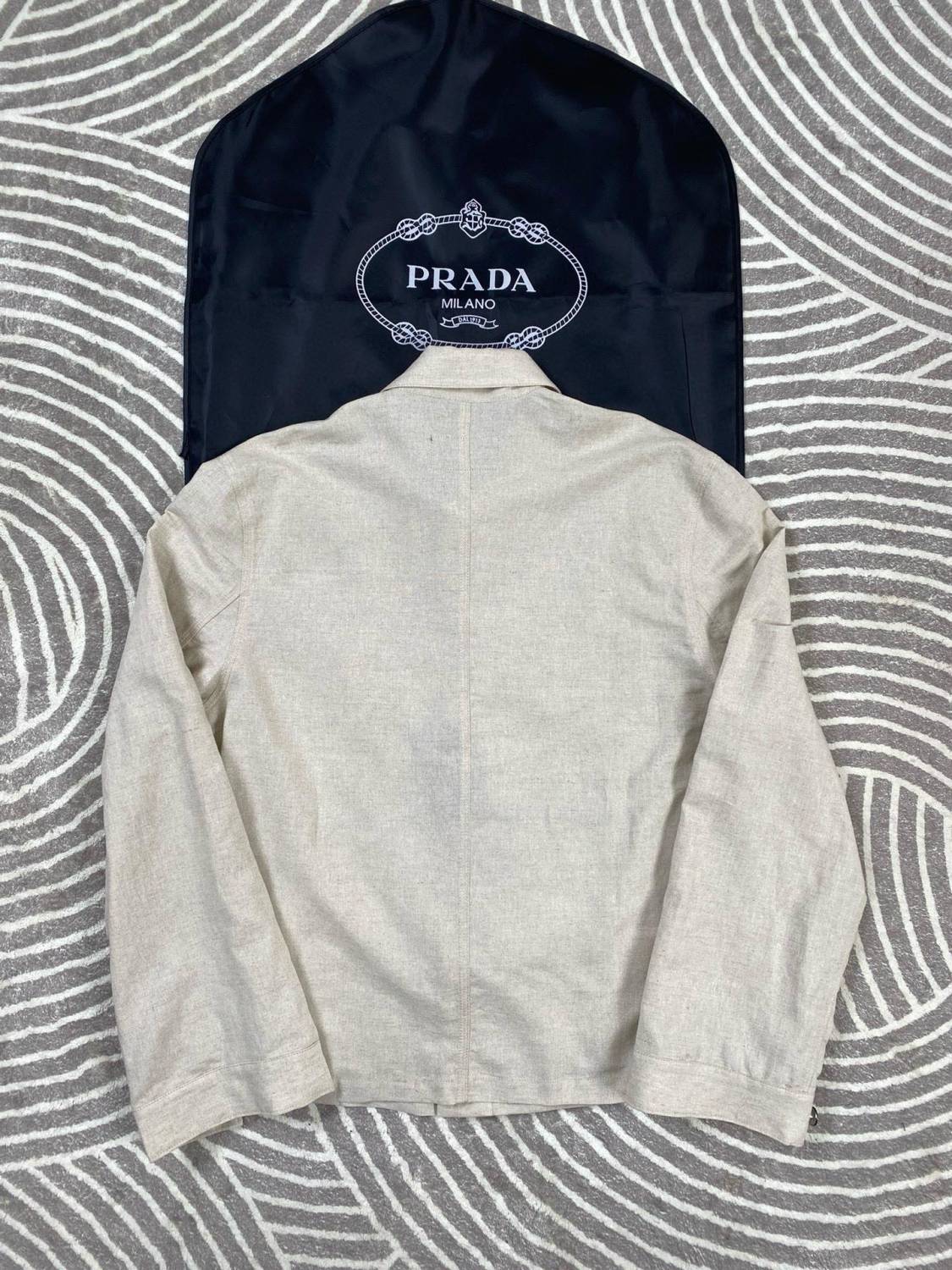 Prada Men's Spring And Fall Beige Lapel Single Breasted Long Sleeved Shirt Jacket #72511