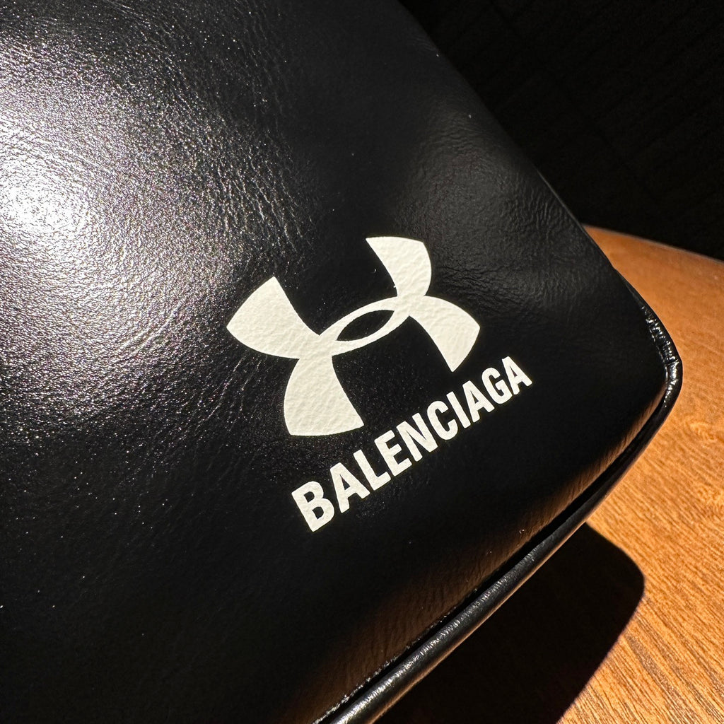 Balenciaga Under Armour Men's Black Smooth Sheep Leather Shoulder Crossbody Bag Bags #75671