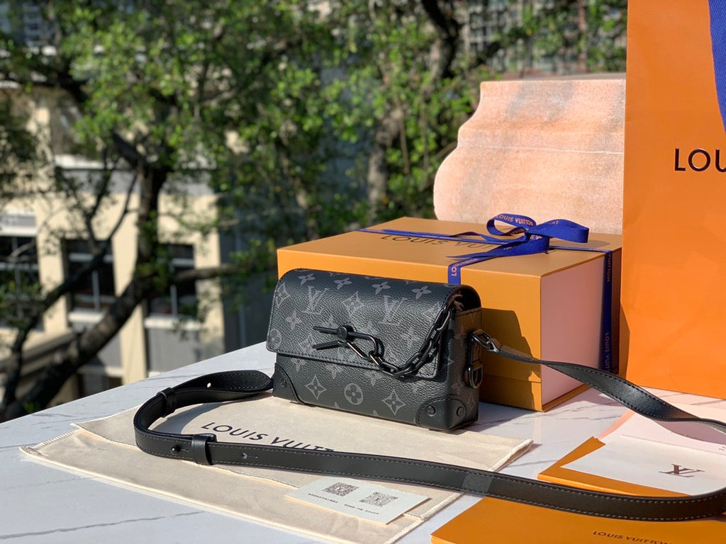 Louis Vuitton Steamer Men's Solid Color Classic Letter Printed Buckle Adjustable Shoulder Strap Coated Canvas with Cowhide Trim Shoulder Crossbody Bag Bags #75369