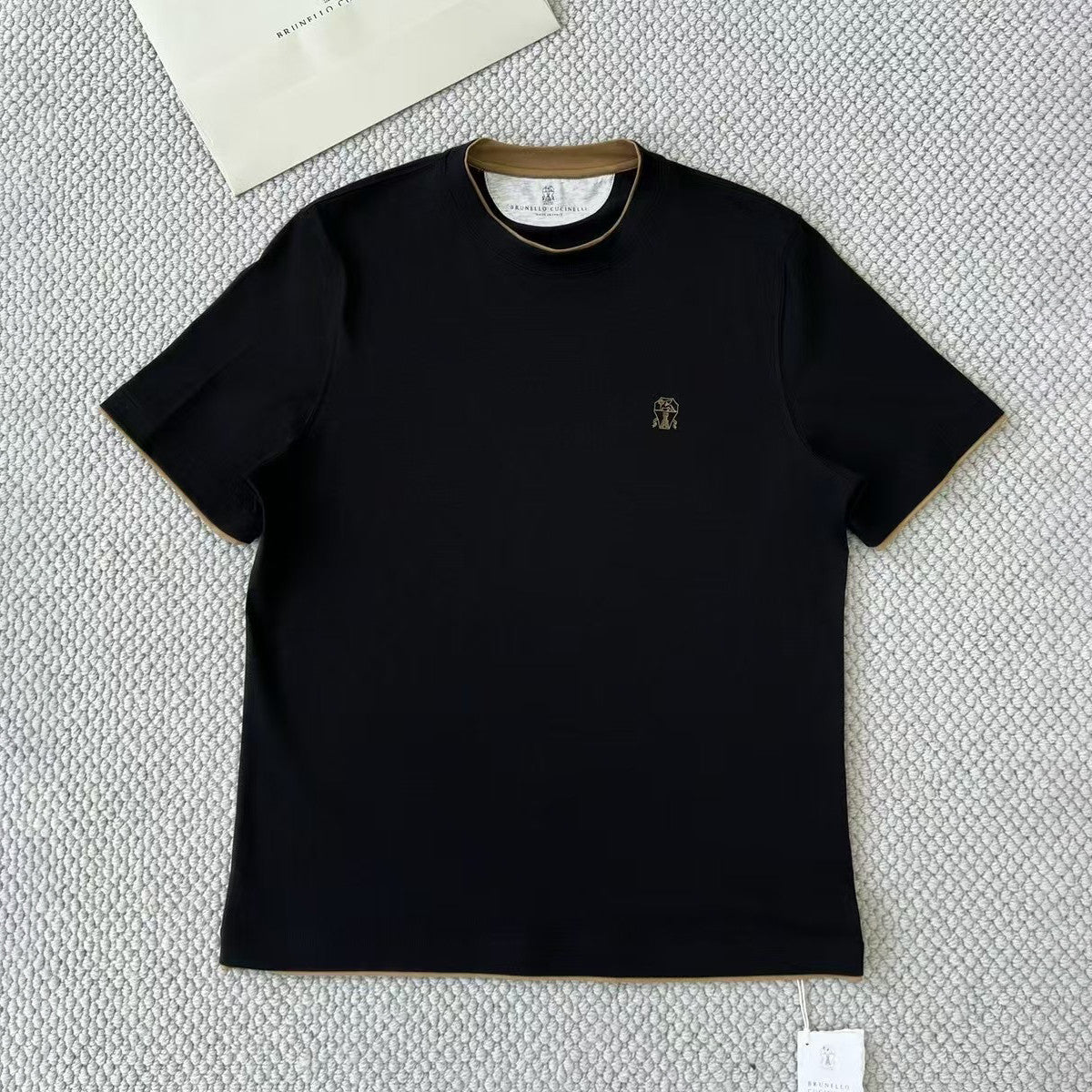 Brunello Cucinelli Men's Summer Solid Color Round Neck Cotton Short Sleeve T-Shirt #75337