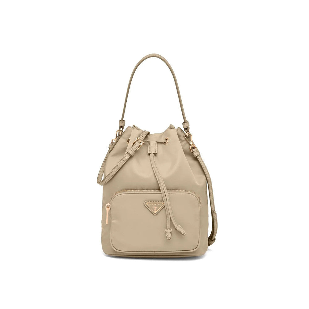 Prada Duet Recycled Nylon Bucket Bag Drawstring Closure Shoulder Bag #332667