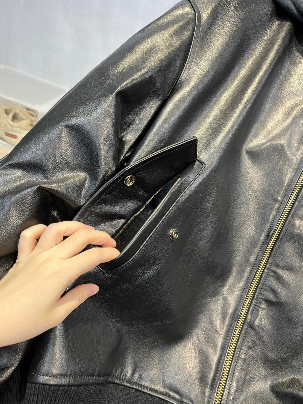Balenciaga Leather Zip Hooded Jacket #96135