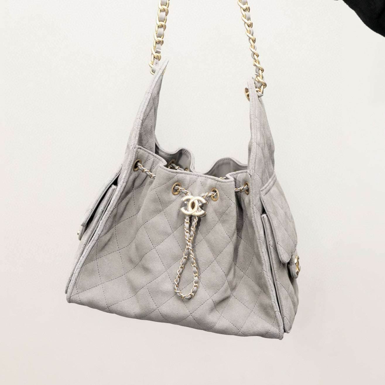 Chanel Women's Classic Double C Logo Solid Color Cowhide & Leather Tote Shoulder Bag Bags #75835