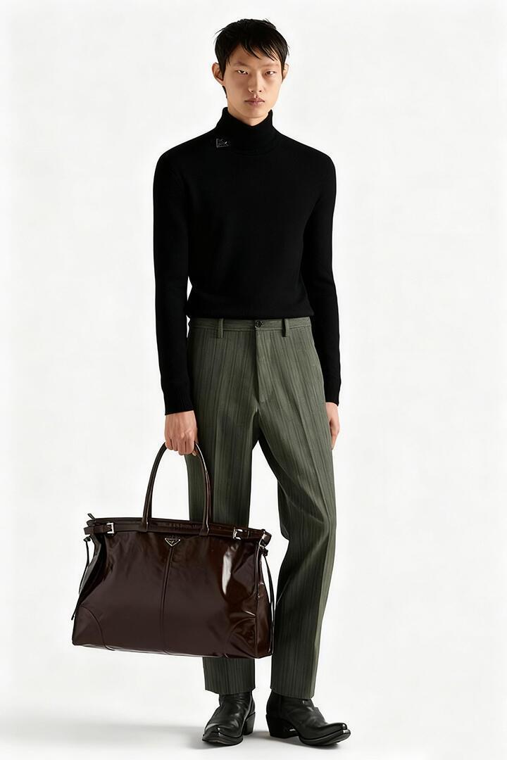 Prada Men's and Women's Solid Color Turtleneck Slim-cut Wool Sweater #333520