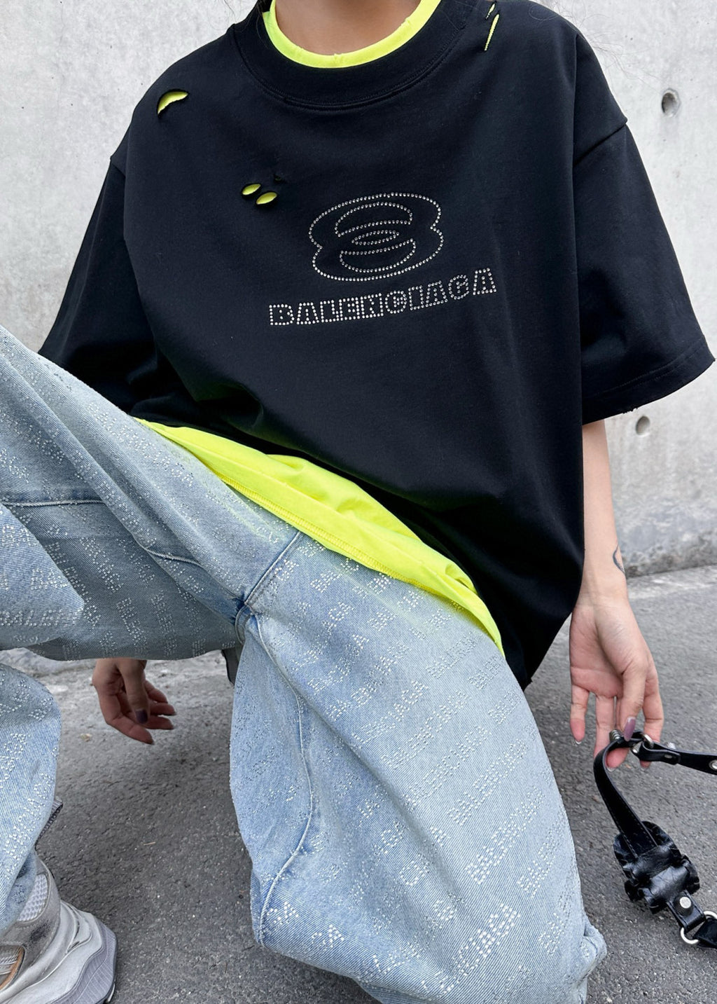 Balenciaga Men's Summer Fake 2 Piece Colour Block Cotton Round Neck Short Sleeve T-Shirt #97735