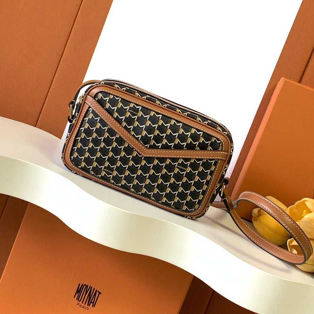 Moynat Women's Fashion Casual Color Blocked M-Shaped Cut Out Patch Pockets Zipper Closure Adjustable Straps Camera Bag Crossbody Bag Shoulder Bag Bags #78976