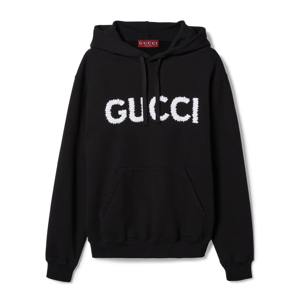 Gucci Men's Logo Embroidered Spring/Fall Knit Cotton Solid Color Drawstring Pullover Hoodie Sweatshirt #81576