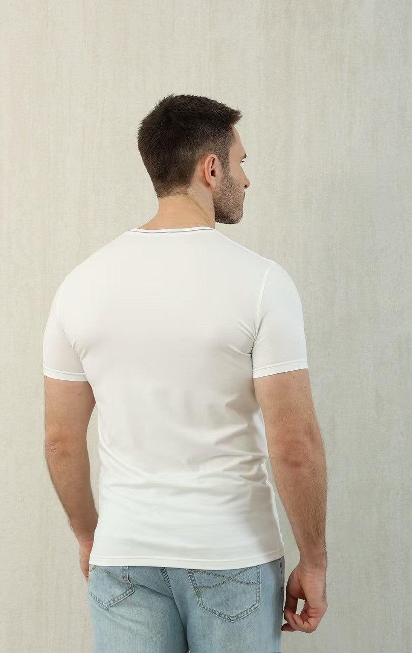 Ermenegildo Zegna Men's Summer Solid Color Cotton Crew Neck Short Sleeve T-Shirt - Breathable & Casual Summer Wear #75691