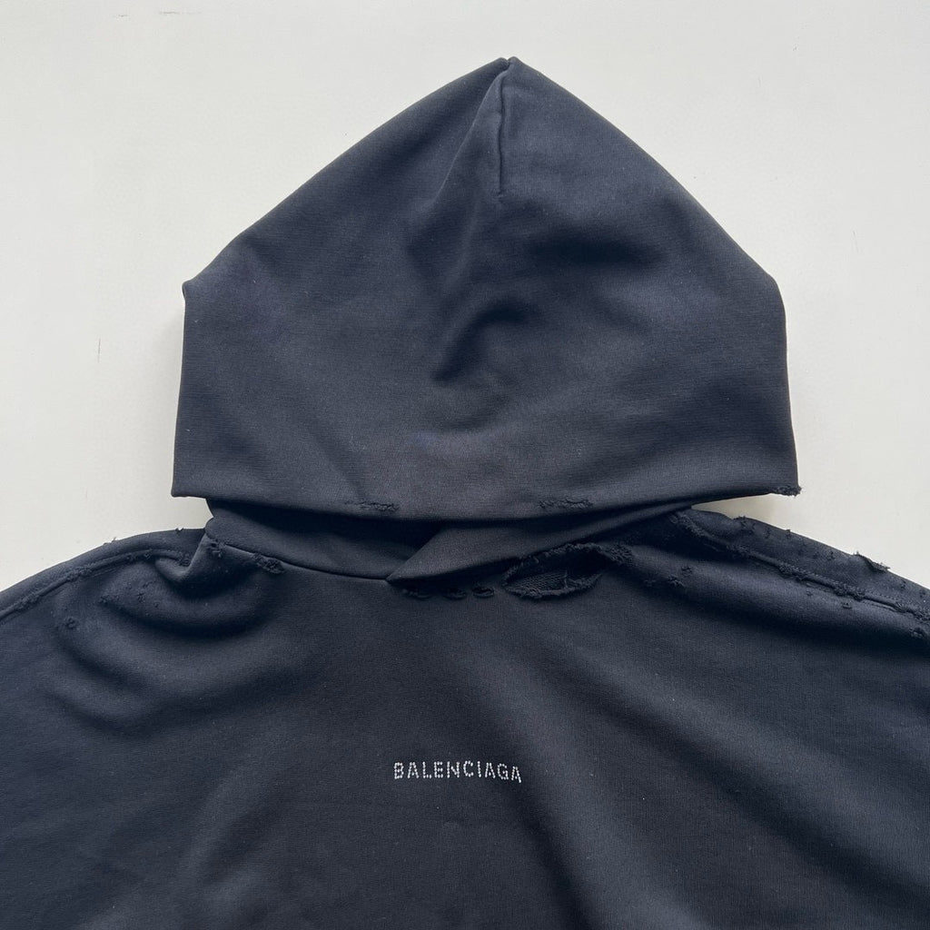 Balenciaga Men's Spring and Autumn Hot Drill Logo Letter Print Black Hooded Sweatshirt #99725