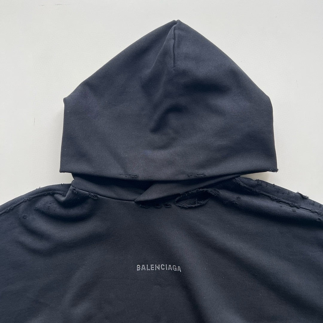 Balenciaga Men's Spring and Autumn Hot Drill Logo Letter Print Black Hooded Sweatshirt #99725