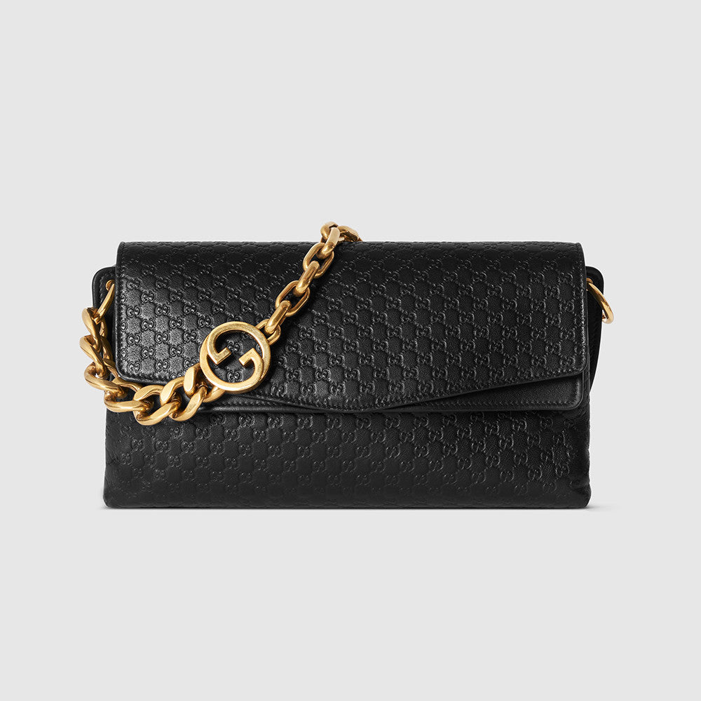 Gucci Medium shoulder bag with chain in black GG leather #336824