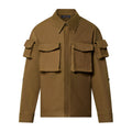Louis Vuitton Men's Fall And Winter Brown Monogrammed Studded Cotton Single Breasted Long Sleeved Jacket #99882