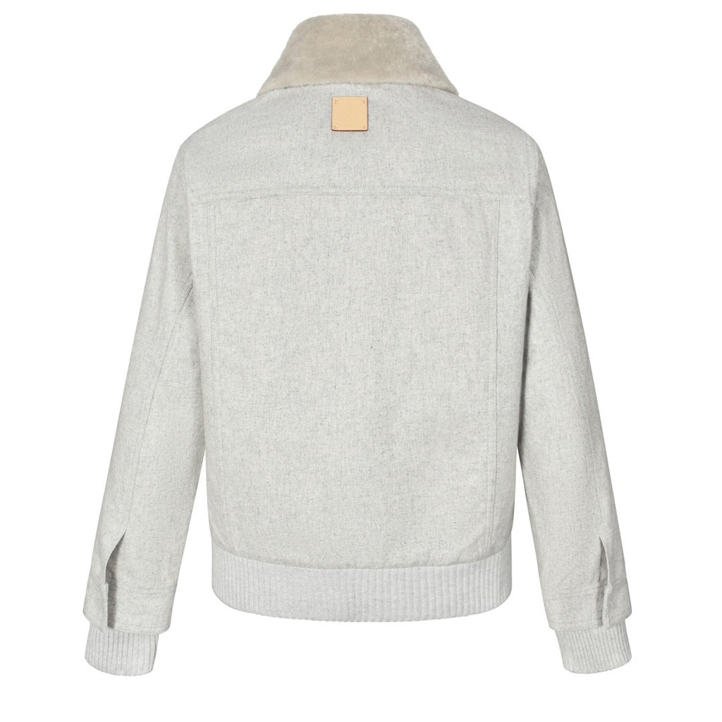 Louis Vuitton Men's Autumn and Winter Solid Color Wool Lapel Zipper Long Sleeve Jacket #74399