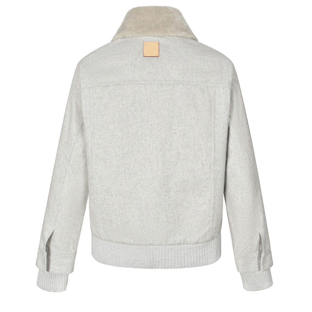 Louis Vuitton Men's Autumn and Winter Solid Color Wool Lapel Zipper Long Sleeve Jacket #74399
