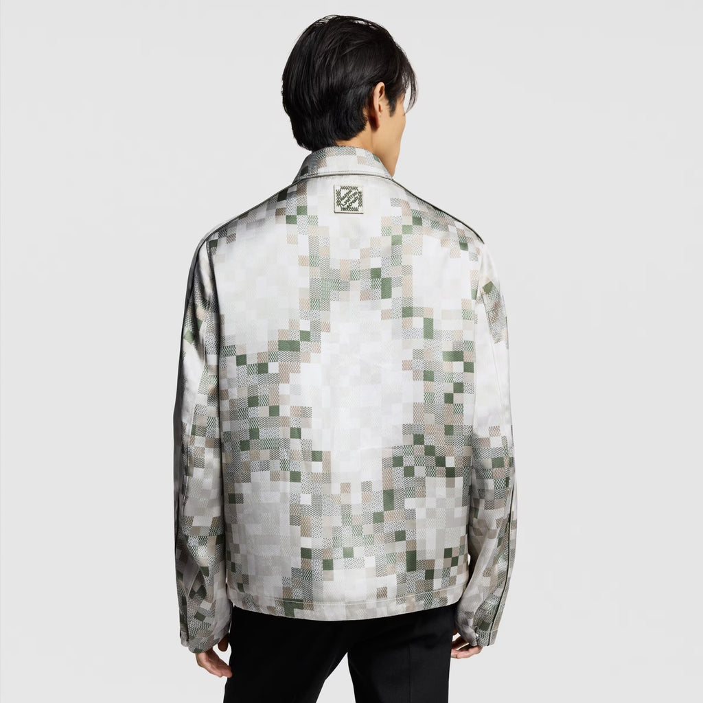 Louis Vuitton ï»?Men's Spring Graphic Coach Jacket Jacquard Drawstring Hem Long Sleeve Single Breasted Coat #71876