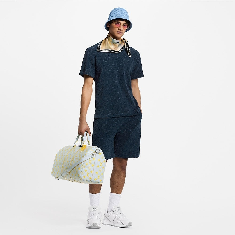 Louis Vuitton Men's Summer Solid Color Letter Print Terry Fabric Crew Neck Short Sleeve T-Shirt #77882