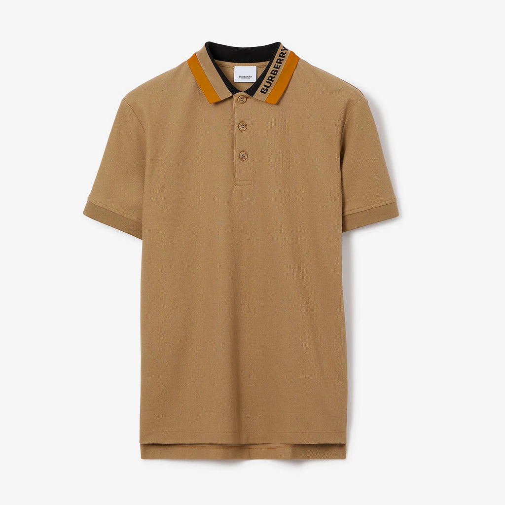 Burberry Men's Summer Solid Logo Colorblocking Lapel Cotton Straight Short Sleeve Polo Shirt #99963