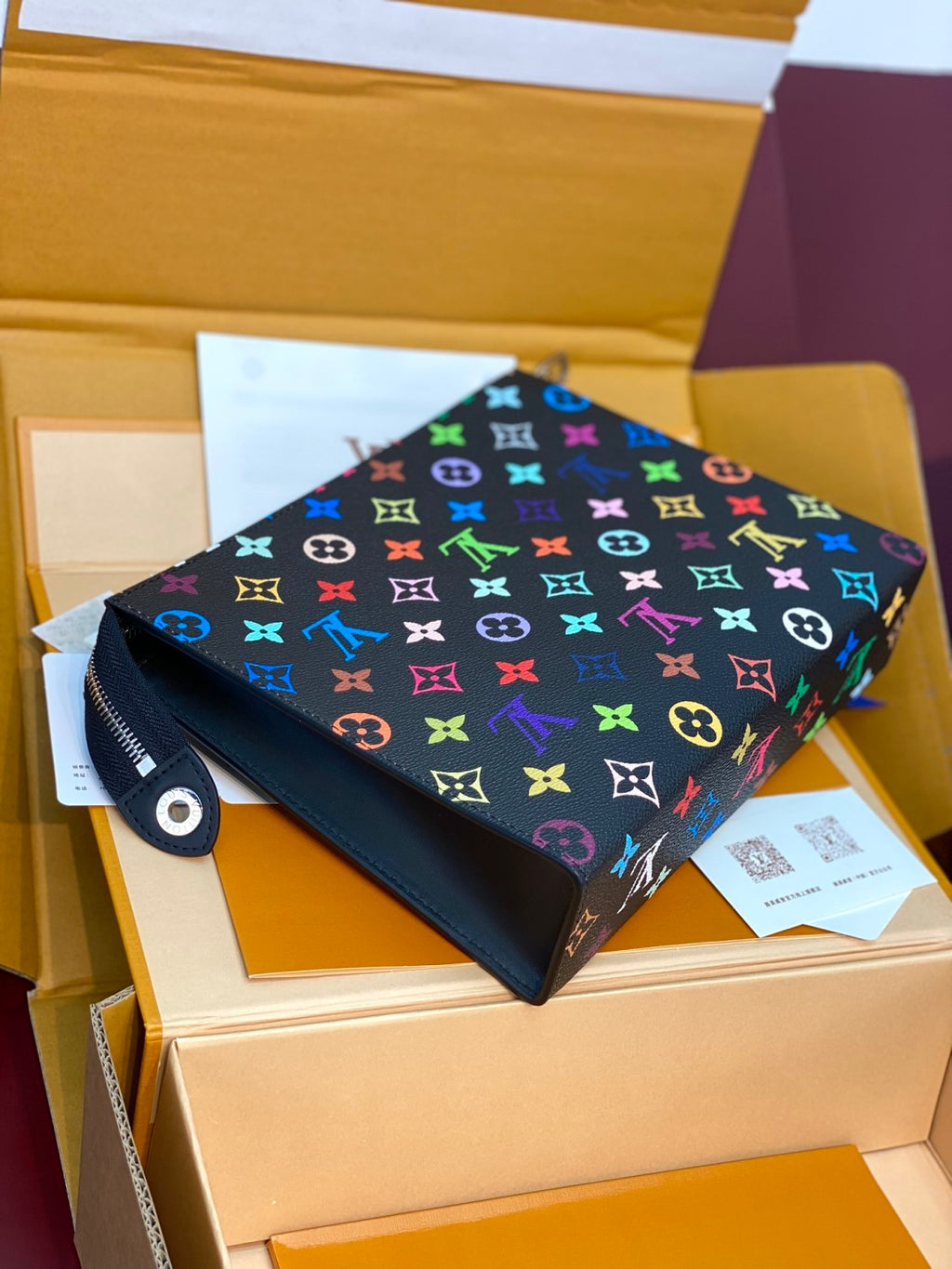 Louis Vuitton LV x TM Toiletry Pouch Men's and Women's Colorful Alphabet Print Zipper Leather Clutch Bag Toiletry Bags #77915