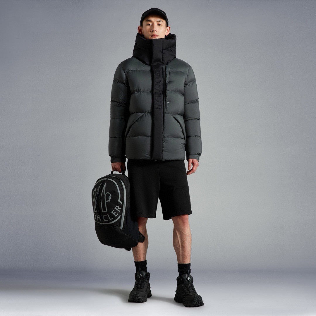 Moncler Men's Winter Letter Logo Embroidery Zipper Hooded Short Puffer Down Long Sleeve Jacket #73486