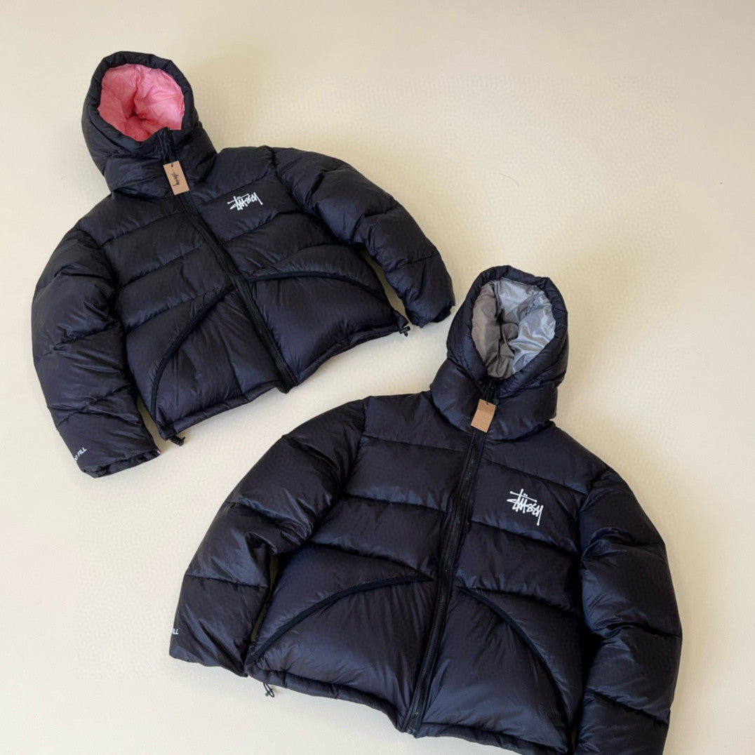 Stussy Micro Ripstop Down Parka Long Sleeve Zipper Hooded Puffer Down Jacket #97738