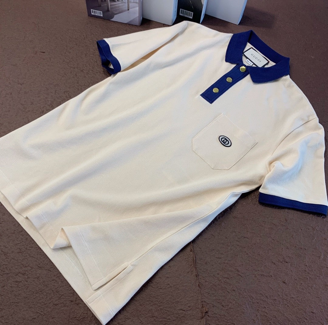 Gucci Men's Summer Decorated Interlocking Double G Label Stretch Cotton Polo Shirt Short Sleeve T-Shirt #99859