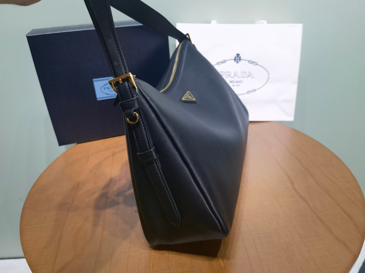 Prada Aimée Large Leather Shoulder Bag 1BC228 #334397