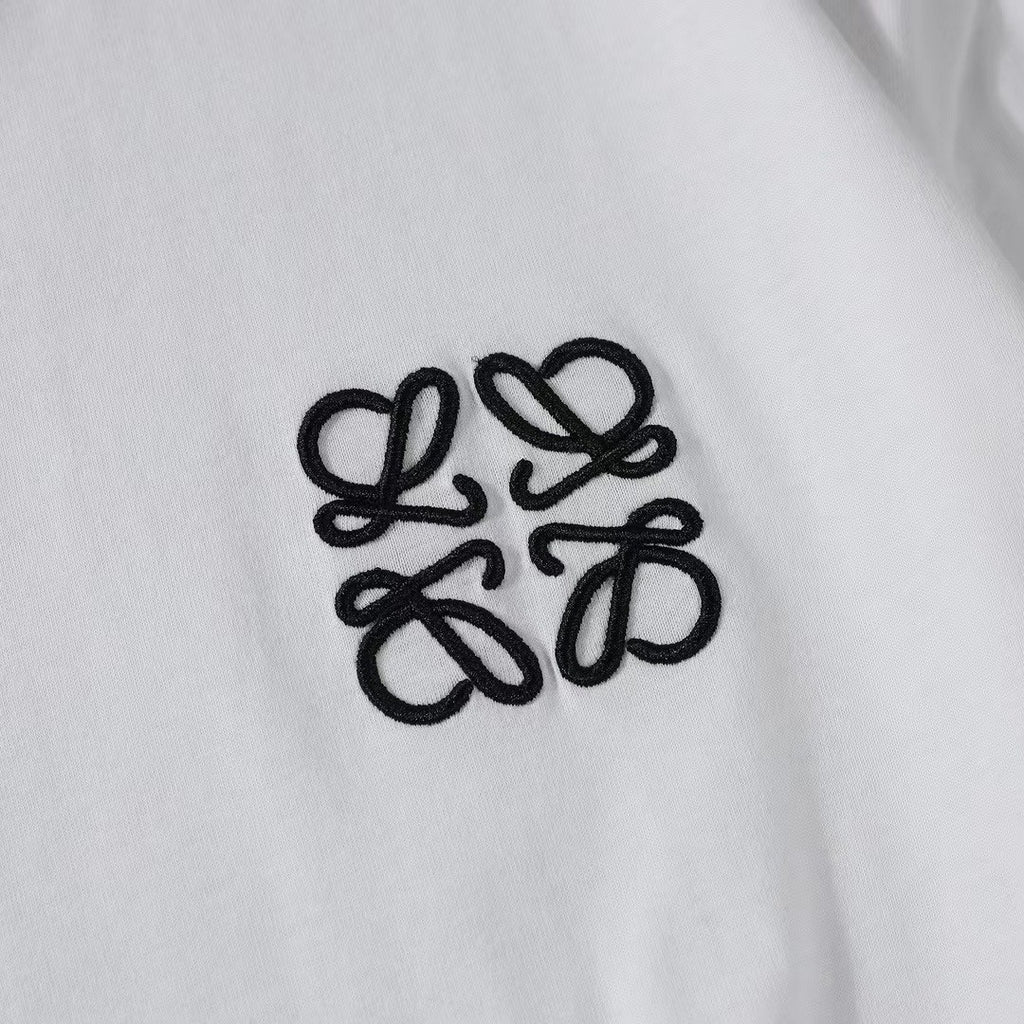Loewe Men's and Women's Solid Color Embroidered Logo Print Round Neck Cotton Short Sleeve T-Shirt #77814