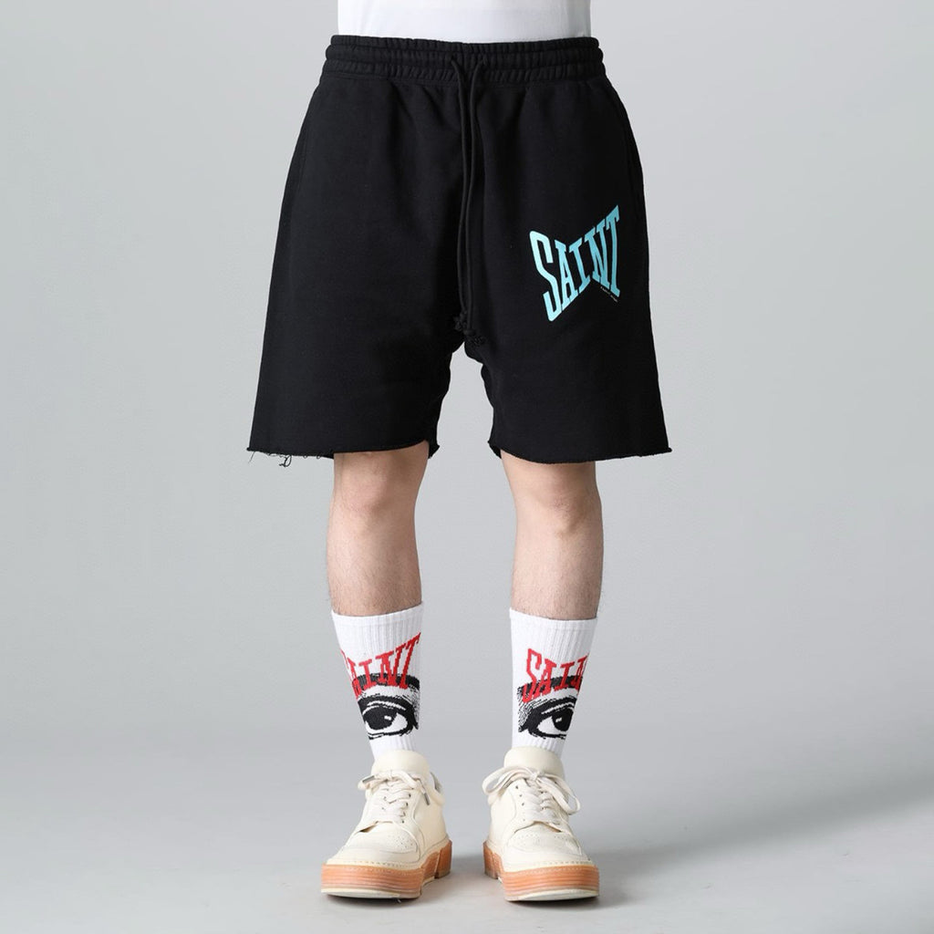 Saint Michael Men's And Women's Retro Color Blocked Fashionable High Street Trendy Casual Elastic Waist Drawstring Shorts  Ngvp #9239