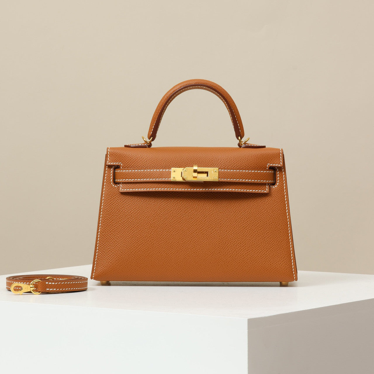 Hermes Women's Fashion Classic Leather Silver Buckle Grain Kelly Bag Handbag Tote Bag Bags KL190240 Handcrafted Leather Bag From The Original Factory's Premium Custom Collection #78391