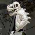 Rick Owens Men's And Women's Fall And Winter Dinosaur Down Jacket White Handmade Customized Tyrannosaurus Rex Design Ski Suit Thickened White Duck Down Ngvp #8862