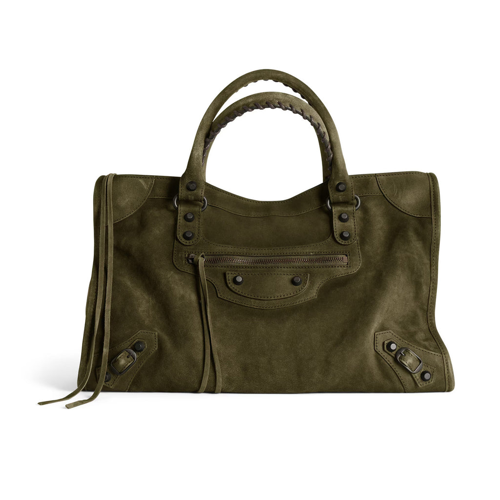 Balenciaga Women's Le City Large Handbag with Woven Handles. Solid Color Leather Crossbody Shoulder Bag. Fashionable Casual Bag Bags 8230582AB2A1143 #81498