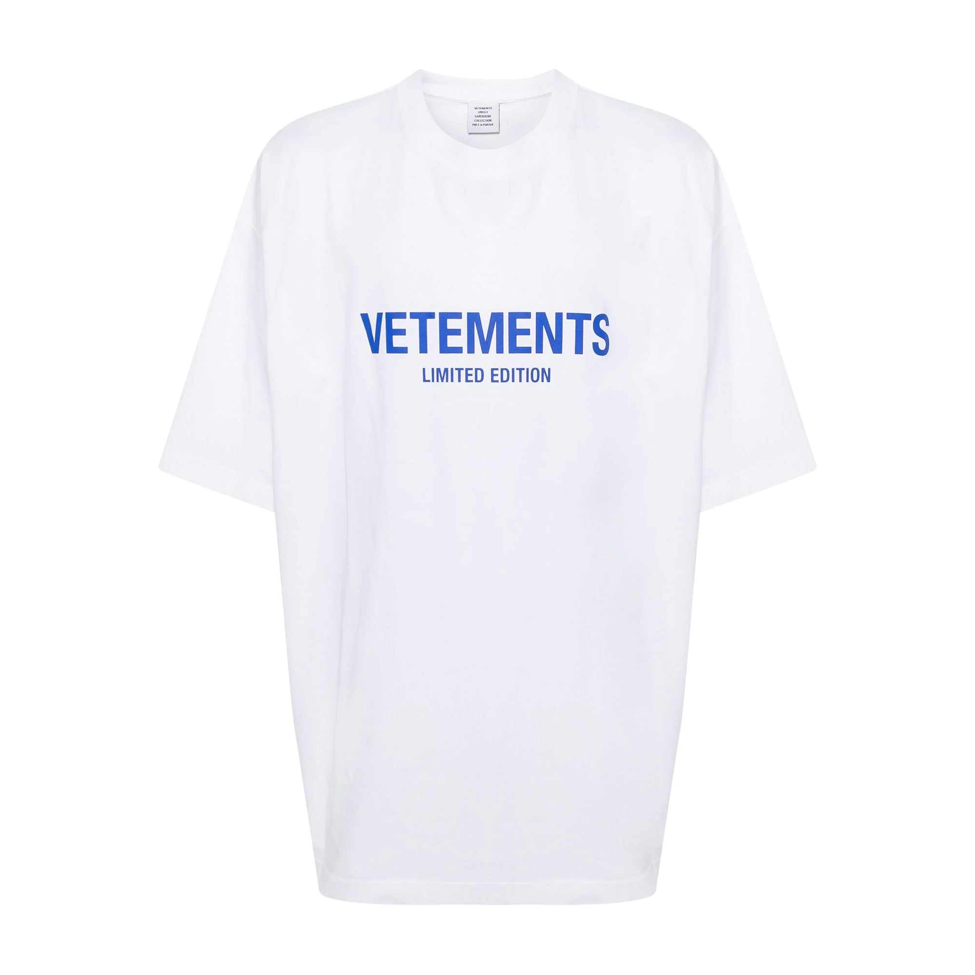 Vetements Men's and Women's Summer Letter Logo Printed Solid Colour Drop Shoulder Short Sleeve T-Shirt #99272