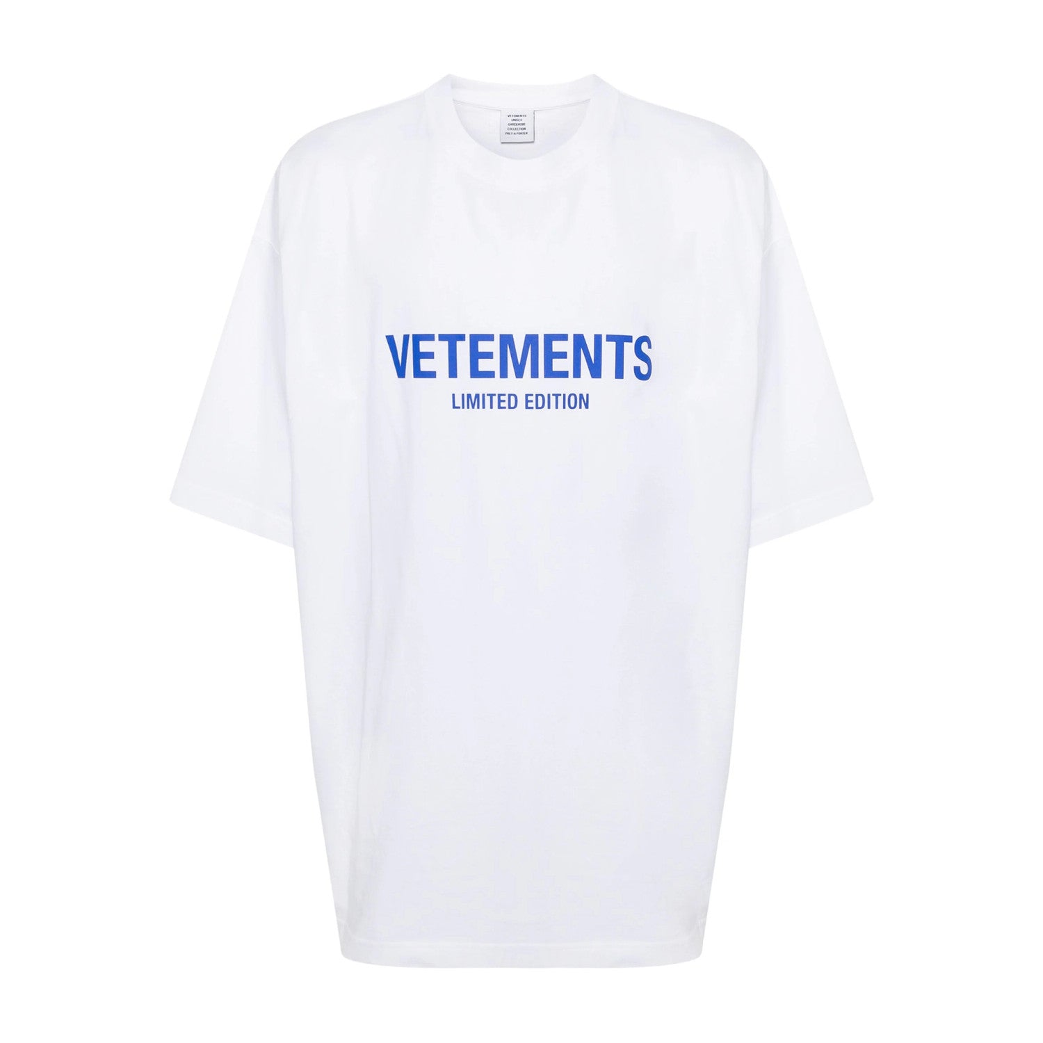 Vetements Men's and Women's Summer Letter Logo Printed Solid Colour Drop Shoulder Short Sleeve T-Shirt #99272