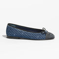 Chanel Women's Spring/Summer Solid Color Striped Printed Denim Ballet Flats Shoes #77258