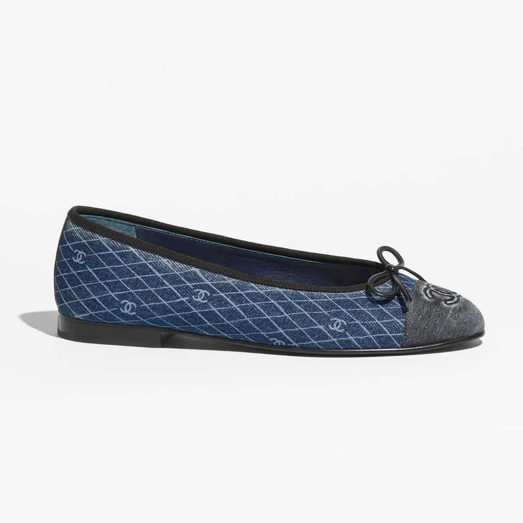 Chanel Women's Spring/Summer Solid Color Striped Printed Denim Ballet Flats Shoes #77258