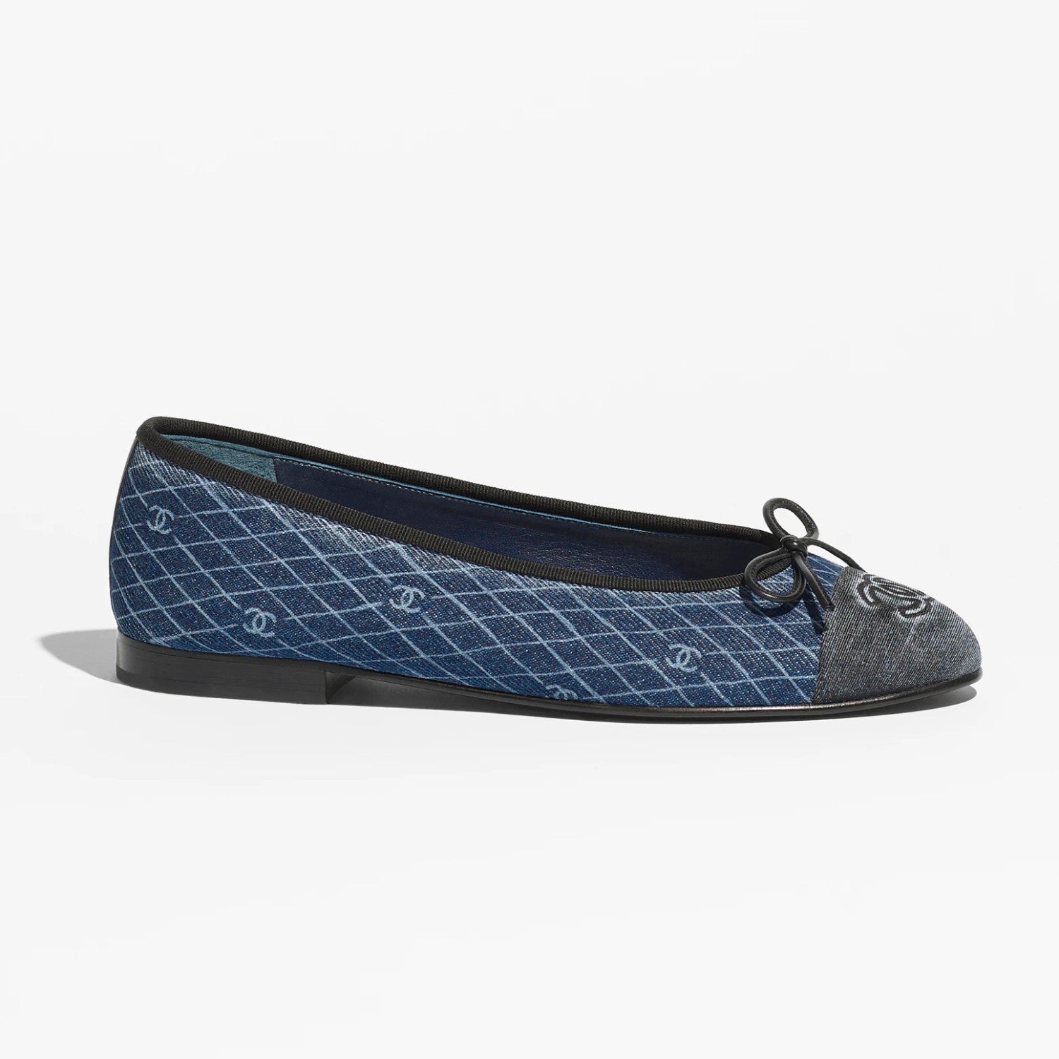 Chanel Women's Spring/Summer Solid Color Striped Printed Denim Ballet Flats Shoes #77258