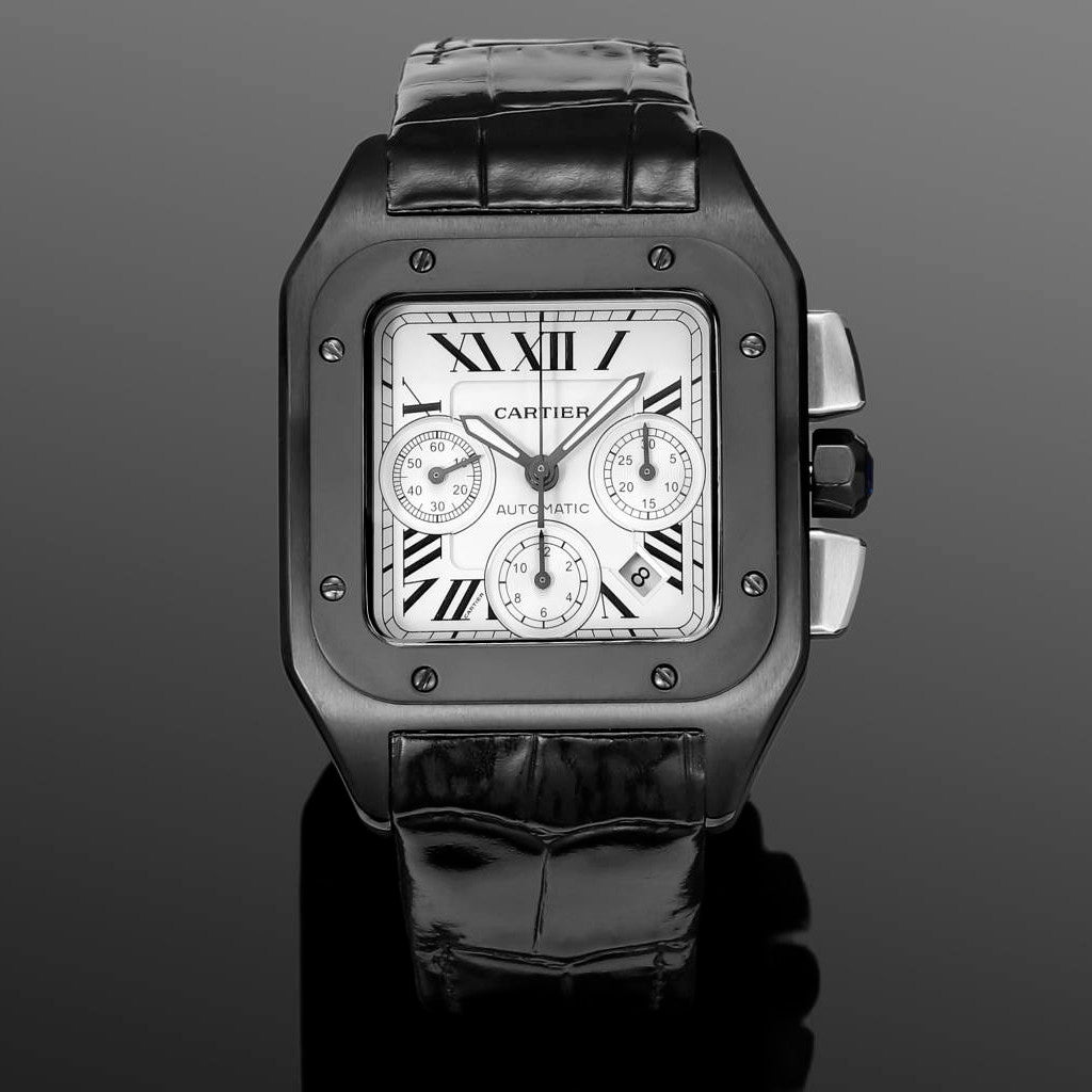 Cartier Santos Men's Automatic Mechanical Movement Roman Scale Date Display Chronograph 100M Water Resistant Mechanical Watch #72997