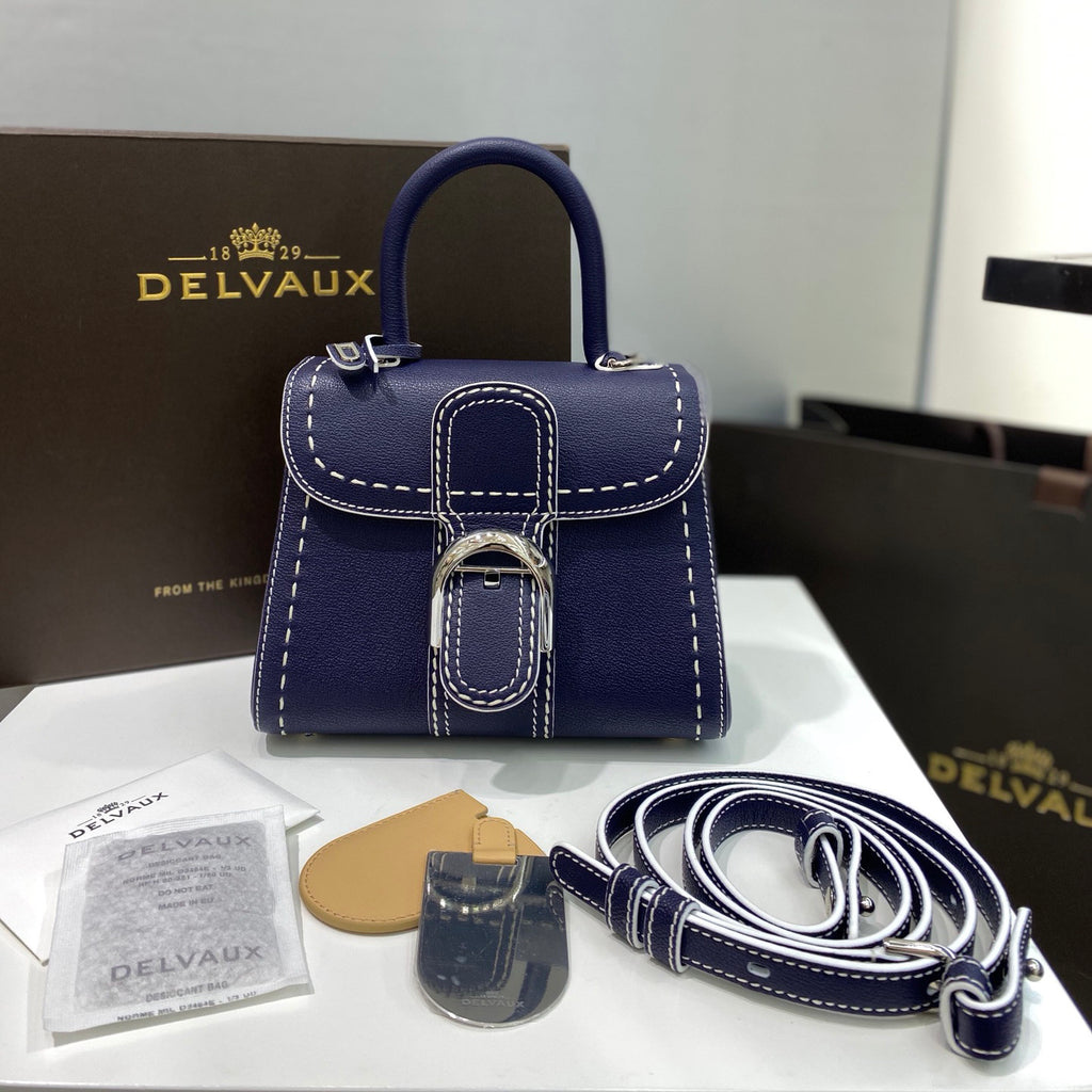 Delvaux Women's Outside Stitching Solid Color Calfskin Handheld Slanting Shoulder Bag Bag #75294