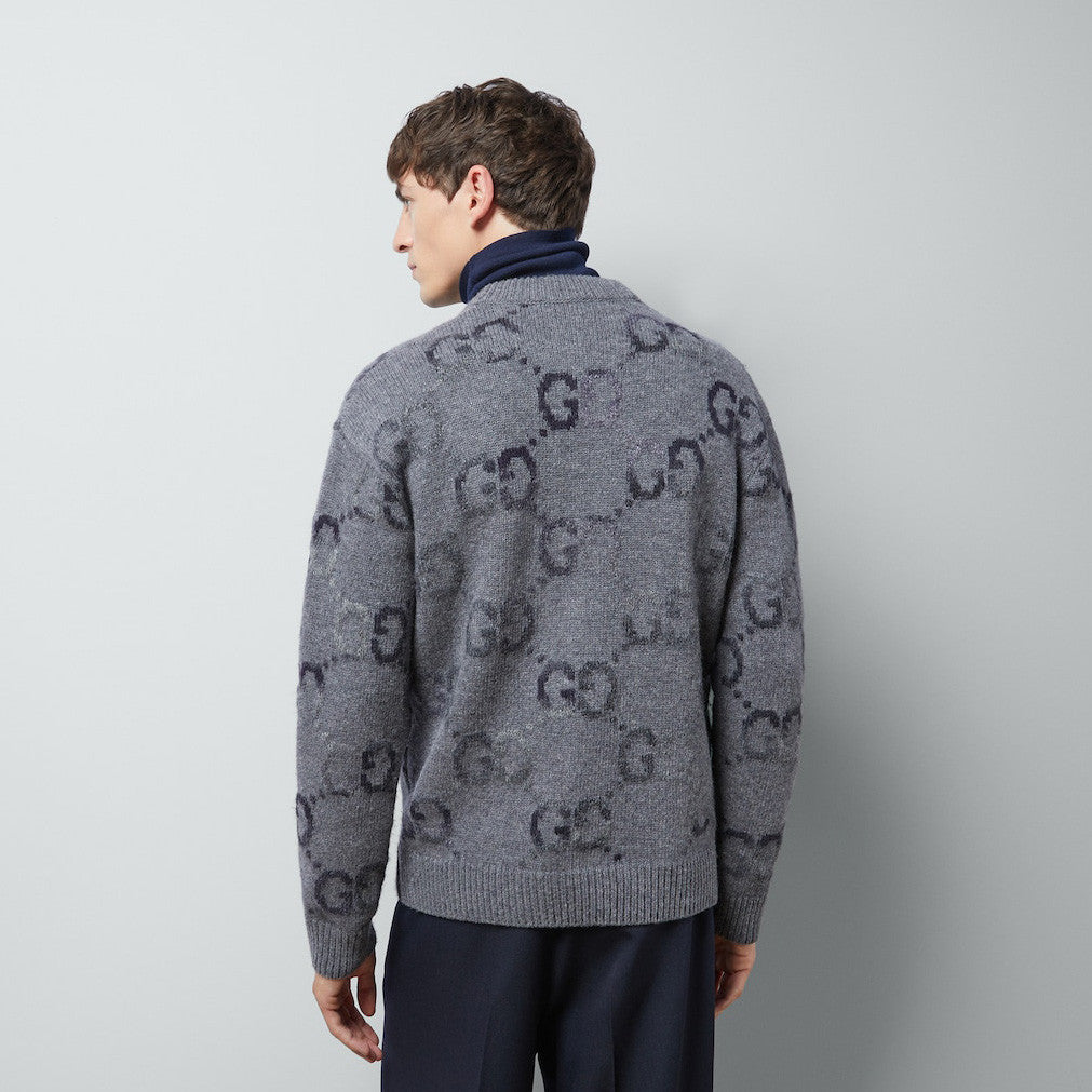 Gucci Men's And Women's Spring And Autumn Solid Color Logo Print Single-breasted V-neck Long Sleeve Cashmere Cardigan Jacket #78173
