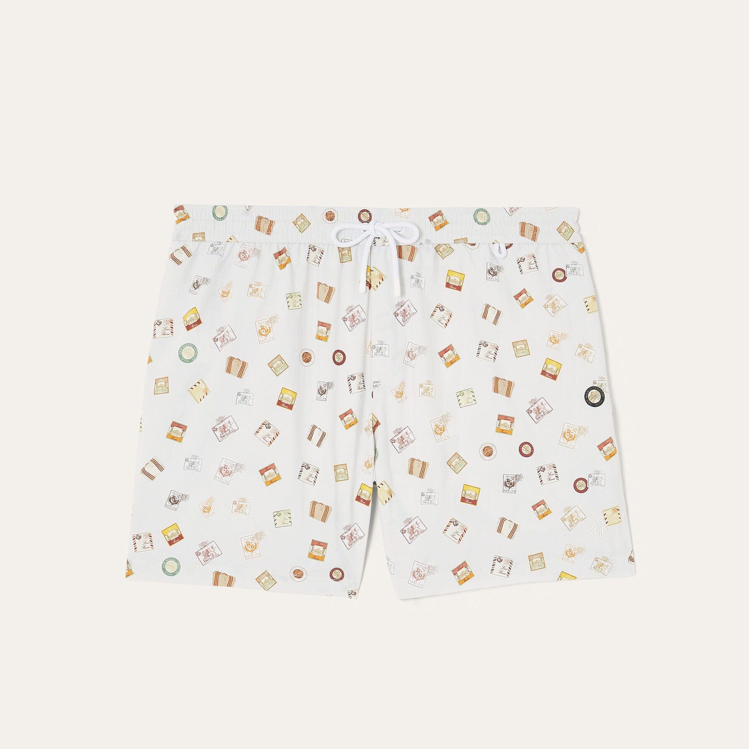 Loro Piana Men's Summer Solid Color Stamp Print Casual Drawstring Beach Shorts #77384