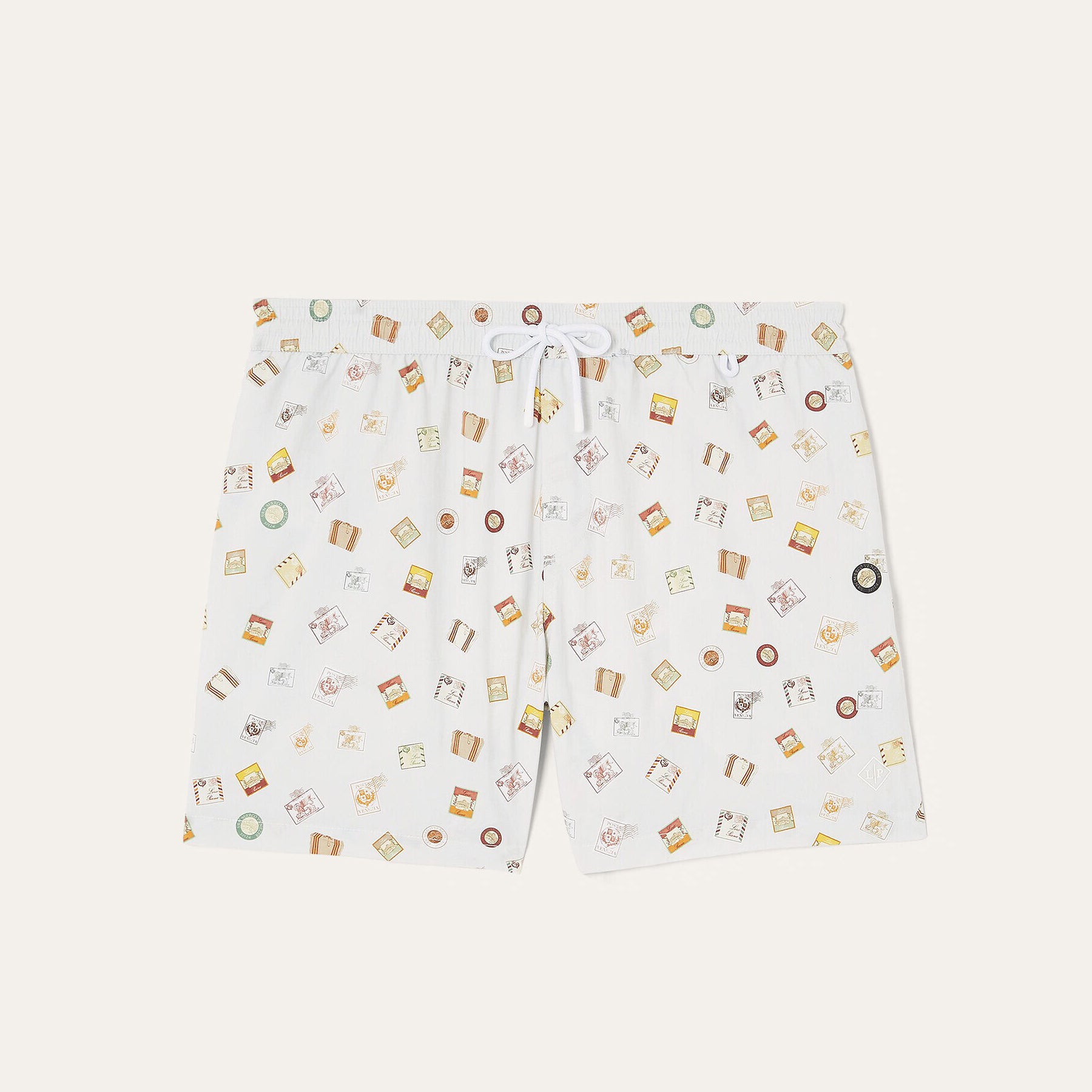 Loro Piana Men's Summer Solid Color Stamp Print Casual Drawstring Beach Shorts #77384