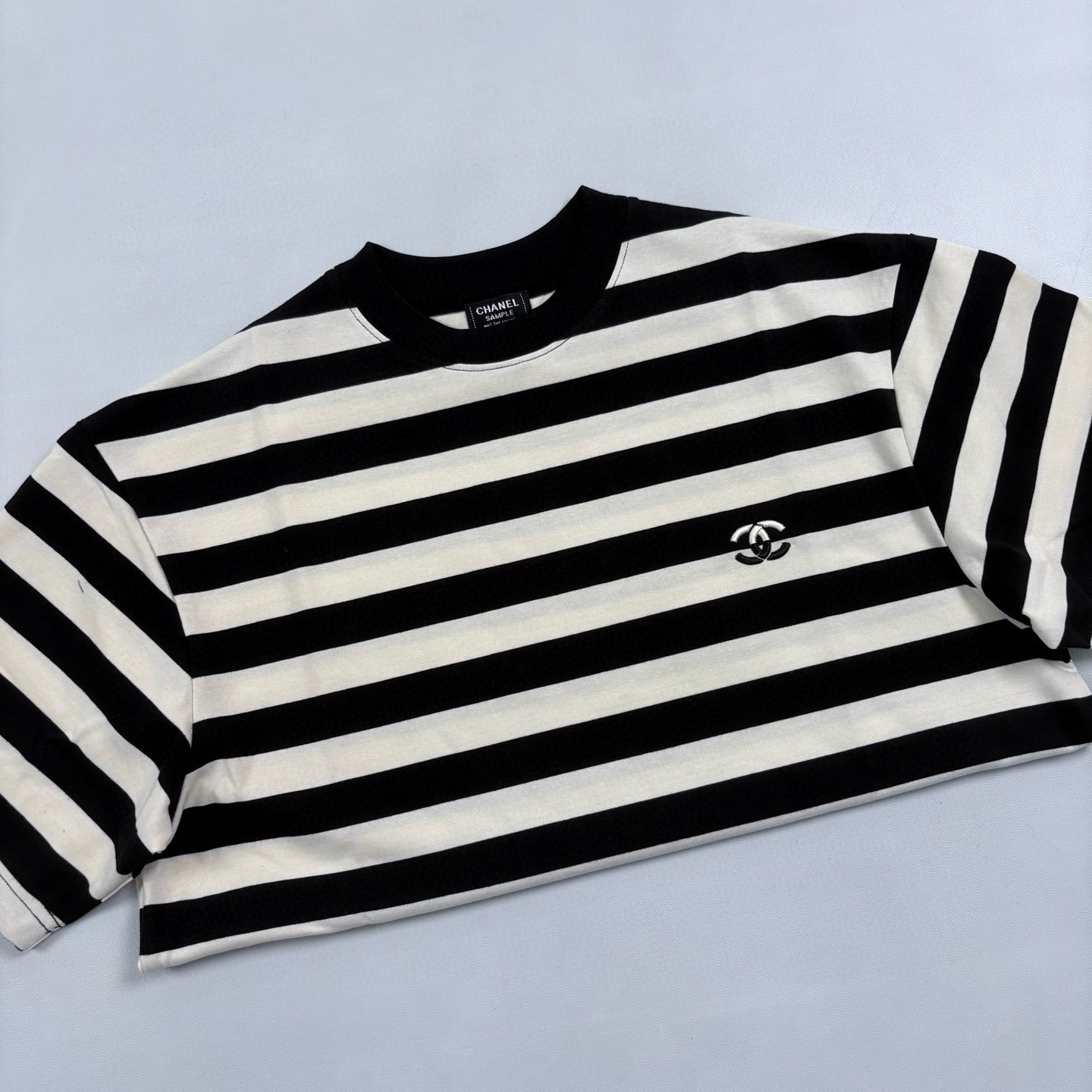 Chanel Men's Summer Striped Logo Solid Color Round Neck Pullover Short Sleeved T-shirt #81554