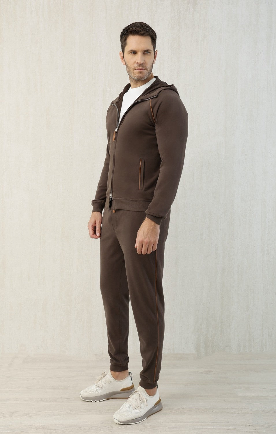 Brunello Cucinelli Men's Techno Cotton French Terry Hooded Long Sleeve Casual Athletic Sweatshirt Solid Color Zipper Spring Jacket Ngvp #1675
