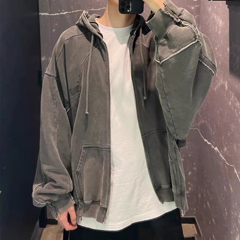 Vetements Men's Logo Embroidery Fall And Winter Cotton Long Sleeve Loose Zipper Hooded Coat Ngvp #6927