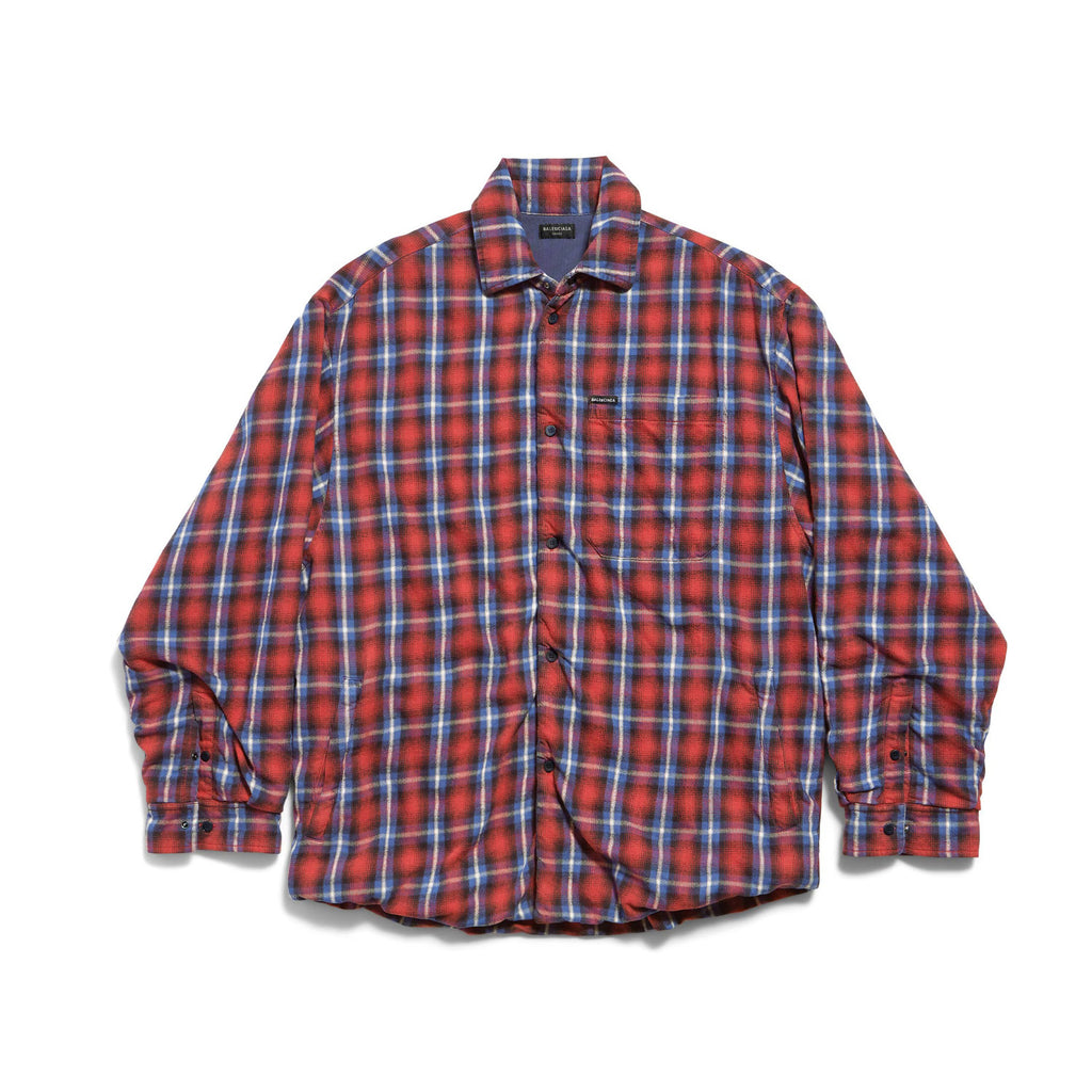 Balenciaga Men's Fall And Winter Color Blocking Check Single-Breasted Double-Sided Loose Shirt Cotton Long-Sleeved Jacket Ngvp #9653