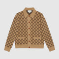 Gucci Men's Spring And Fall Khaki Monogrammed Single Breasted Wool Knit Long Sleeved Cardigan Jacket #73726