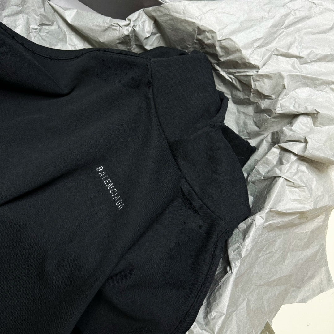 Balenciaga Men's Spring and Autumn Hot Drill Logo Letter Print Black Hooded Sweatshirt #73135